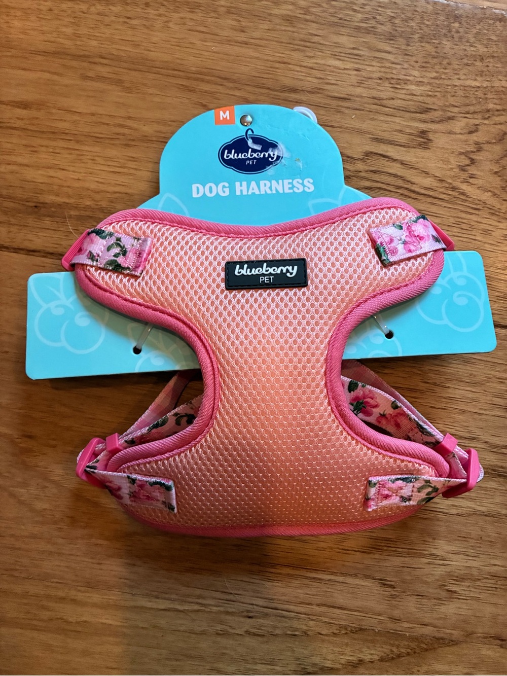 Blueberry- Pink floral Dog Harness medium